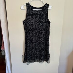 All That Jazz Dress Medium Black Glitter Sparkle Vintage Stretch Sleeveless Mini